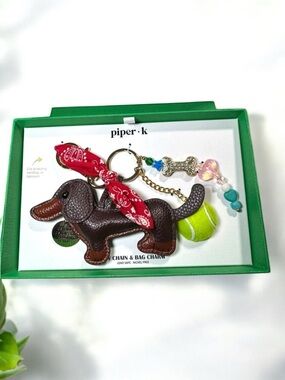 PIPER K -   Dachshund Charm with Red Bandana and Tennis Ball